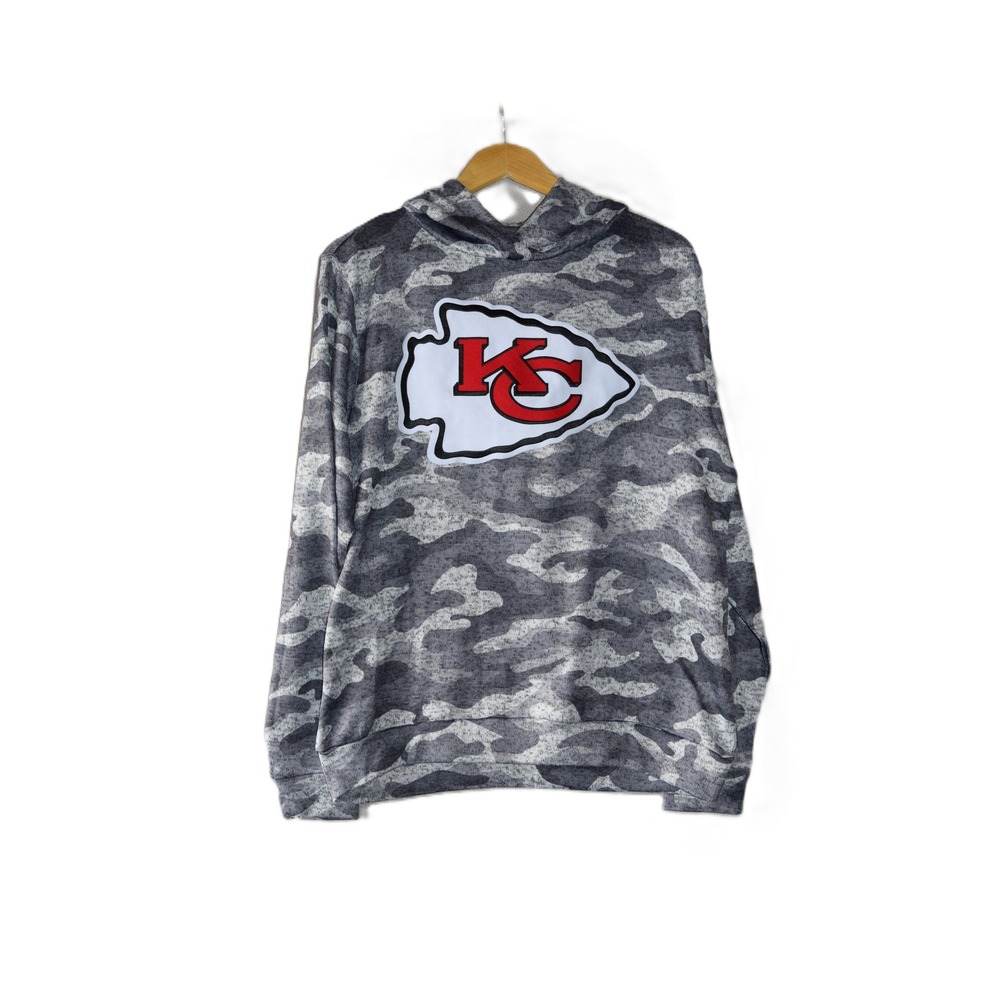Antigua Kansas City Chiefs Hoodie Mens Medium Grey Camo NFL Pullover Excellent